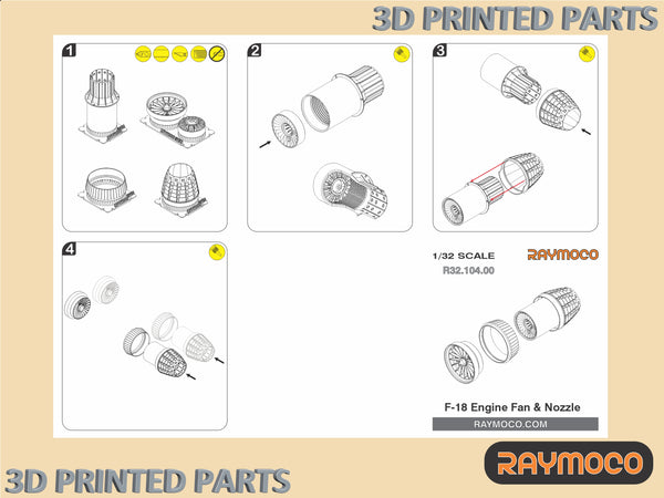 R32.104.00  1/32 F/A-18E/F Engine Fan & Nozzle (2 Sets). Recommended Kits -Revell