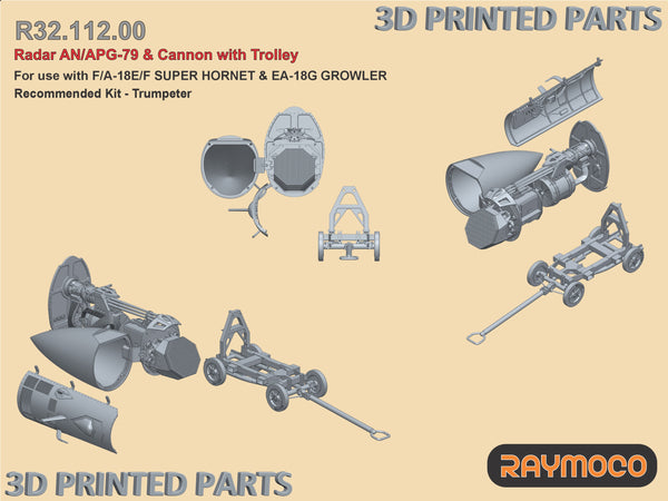 F/A-18E/F Super Hornet & EA-18G Growler Radar AN/APG-79 & Cannon with Trolley for Trumpeter Kit - 1/32 | R32.112.00