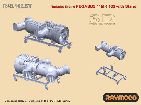 R48.102.ST  1/48 Harrier Engine Pegasus 11 MK 103 with Stand. Can be used by all versions of the HARRIER Family.