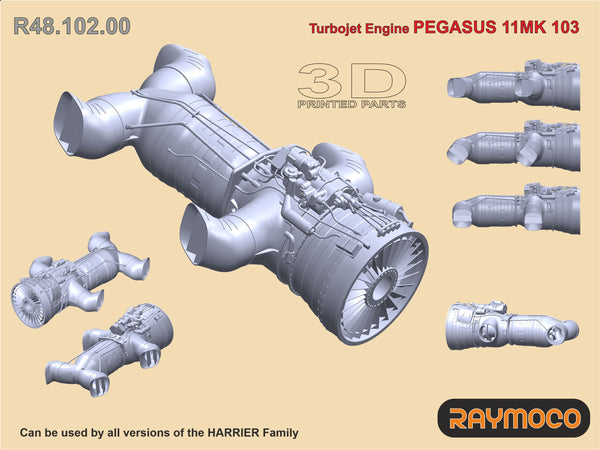 R48.102.00  1/48 Harrier Engine Pegasus 11 MK 103. Can be used by all versions of the HARRIER Family.