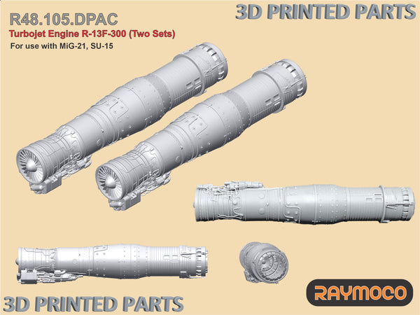 MiG-21, SU-15 Turbojet Engine R-13F-300 (2 Sets) - 1/48 | R48.105.DP