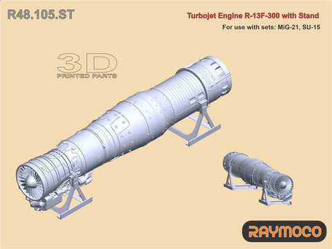 R48.105.ST  1/48 MiG-21 Engine R-13F-300 with Stand.