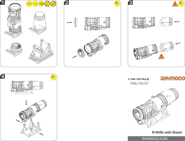 R48.106.ST  1/48 SU-25 Engine R-95Sh with Stand.