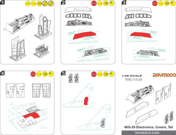 R48.113.00  1/48 MiG-29 Electronics, Covers, Tail. Recommended Kit - (GWH)