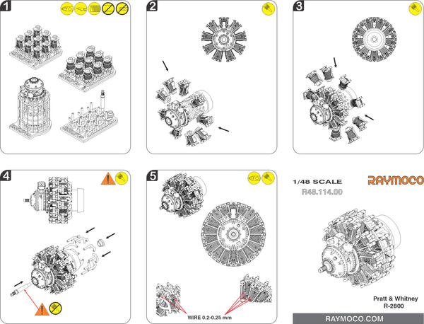 R48.114.00  1/48 Engine P&W R-2800 Double Wasp. For use with sets: Douglas A-26 Invader, Grumman F6F Hellcat, Martin B-26 Marauder, Republic P-47 Thunderbolt, Republic P-47 Thunderbolt