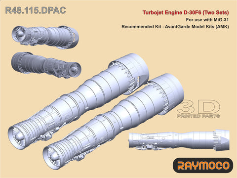 R48.115.DPAK  1/48 MiG-31 Engine D-30F6. (2 Sets). Recommended Kit - AMK