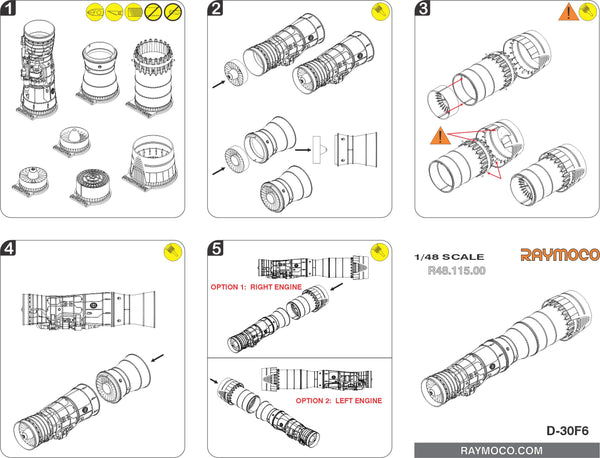 R48.115.DPAK  1/48 MiG-31 Engine D-30F6. (2 Sets). Recommended Kit - AMK