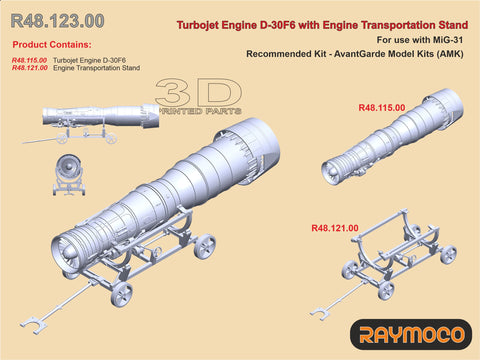 R48.123.00  1/48 MiG-31 Engine D-30F6 with Engine Transportation Stand. Recommended Kit - AMK
