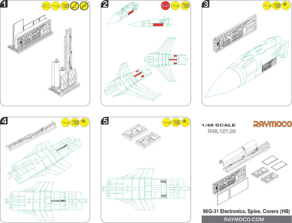 R48.127.00  1/48 MiG-31 Electronics, Spine, Covers. Recommended Kit - HB