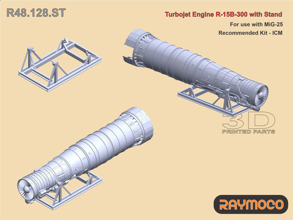 R48.128.ST  1/48 MiG-25 Engine R-15B-300 with Stand. Recommended Kit - ICM