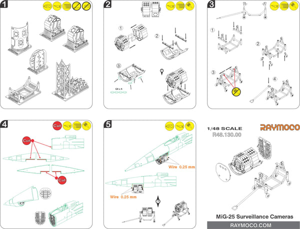 R48.130.00  1/48 MiG-25 Surveillance Cameras. For use with MIG-25RBT. Recommended Kit-ICM