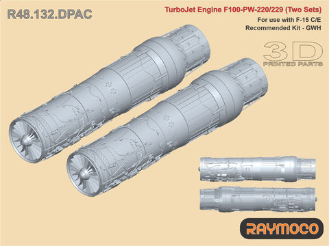 R48.132.DP  1/48 F-15 Engine F100-PW-220/229 (2 Sets). For use with F-15 C/E. Recommended Kit - GWH