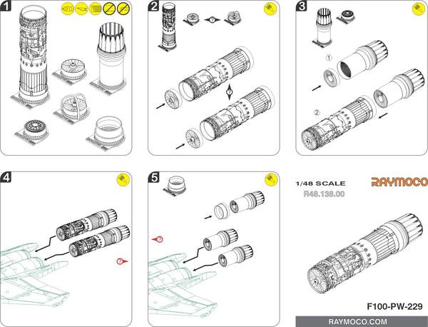 R48.138.DP  1/48 F-15 Engine F100-PW-229 (2 Sets). For use with F-15 I. Recommended Kit - GWH
