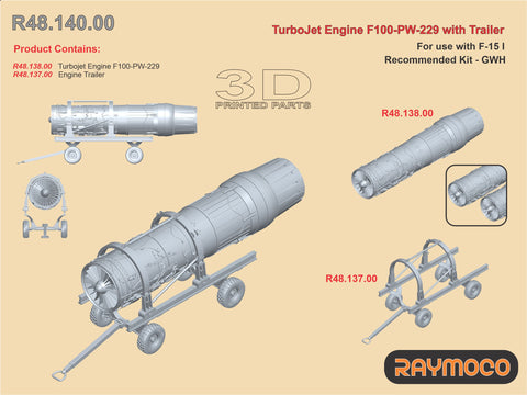 R48.140.00  1/48 F-15 Engine F100-PW-229 with Engine Trailer. For use with F-15 I. Recommended Kit - GWH