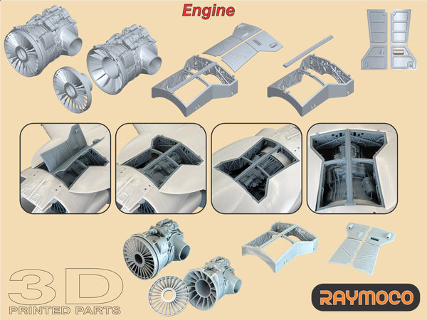 R48.143.00  1/48 AV-8B HARRIER II Plus Engine, Exhaust Nozzles, Electronics, Radar. Recommended Kit - HASEGAWA