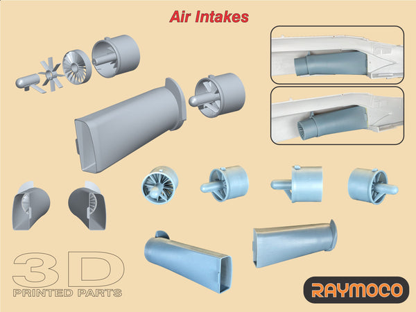 R48.146.00  1/48 F-4 PHANTOM II (J,E,EJ) Air Intakes, Air Intake Covers, Exhaust Nozzles (Long Style). Recommended Kit - Hasegawa