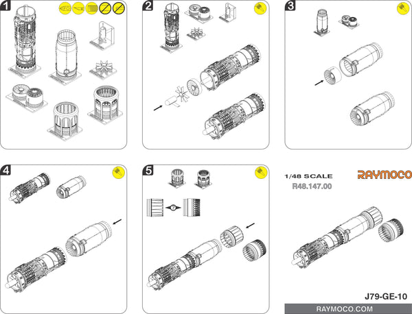 R48.147.00  1/48 F-4 Phantom II Turbo Jet Engine J79-GE-10. Recommended Kits - Hasegawa, ZM