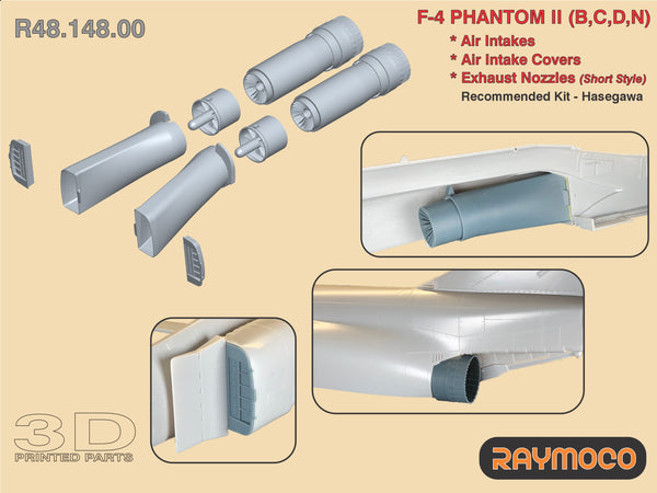 F-4J/E/EJ Phantom II Air Intakes, Cowers, Exhaust Nozzles (Short Style) for Hasegawa Kit - 1/48 | R48.148.00