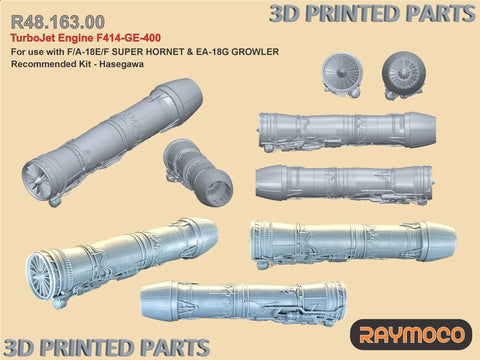 R48.163.00  1/48 F/A-18E/F & EA-18G Turbo Jet Engine F414-GE-400. Recommended Kits - Hasegawa