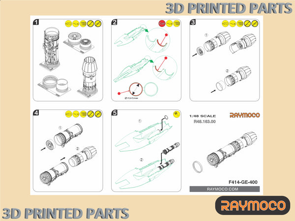 R48.163.00  1/48 F-18 Turbo Jet Engine F414-GE-400. Recommended Kits - Hasegawa
