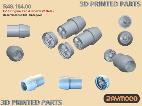 R48.164.00  1/48 F-18 Engine Fan & Nozzle (2 Sets). Recommended Kits - Hasegawa
