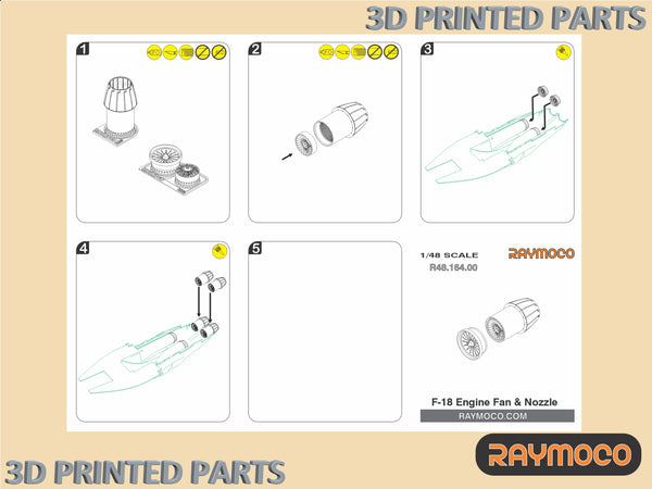 R48.164.00  1/48 F/A-18E/F & EA-18G Engine Fan & Nozzle (2 Sets). Recommended Kits - Hasegawa