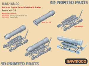 R48.166.00  1/48 F-18 Turbo Jet Engine F414-GE-400 with Trailer. Recommended Kits - Hasegawa
