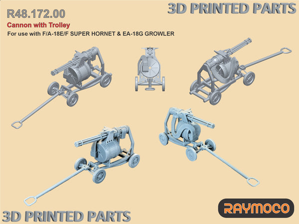 R48.172.00  1/48 F/A-18E/F & EA-18G Cannon with Trolley. Recommended Kits - Hasegawa
