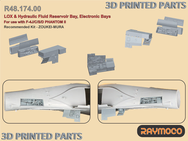R48.174.00  1/48 F-4J/C/S/D Phantom II LOX & Hydraulic Fluid Reservoir Bay, Electronic Bays. Recommended Kit-ZOUKEI-MURA