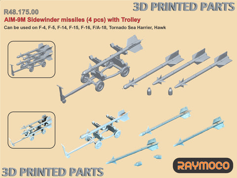 R48.175.00  1/48 AIM-9M Sidewinder Missiles (4 pcs) with Trolley