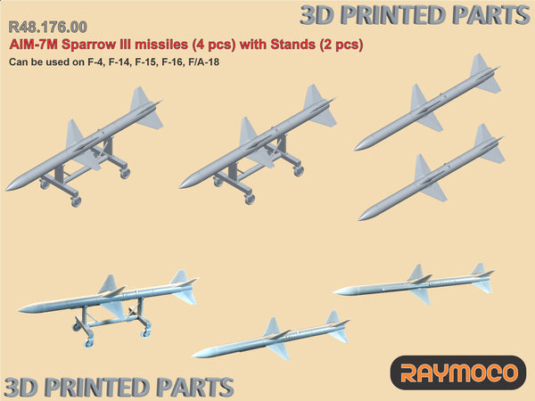 R48.176.00  1/48 AIM-7M Sparrow III Missiles (4 pcs) with Stands (2 pcs)