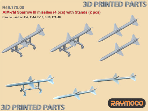 R48.176.00  1/48 AIM-7M Sparrow III Missiles (4 pcs) with Stands (2 pcs)