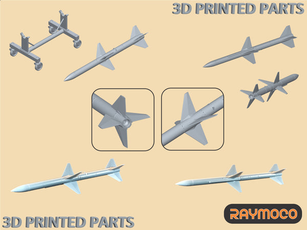 R48.176.00  1/48 AIM-7M Sparrow III Missiles (4 pcs) with Stands (2 pcs)