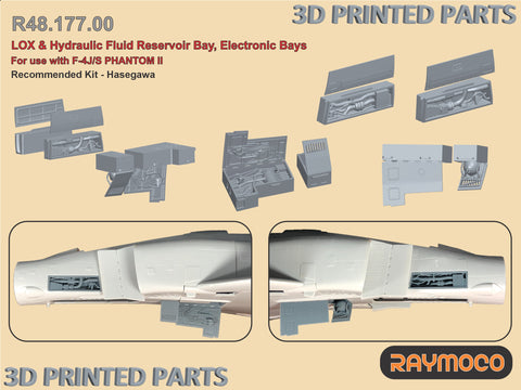R48.177.00  1/48 F-4J/S Phantom II LOX & Hydraulic Fluid Reservoir Bay, Electronic Bays. Recommended Kit-Hasegawa