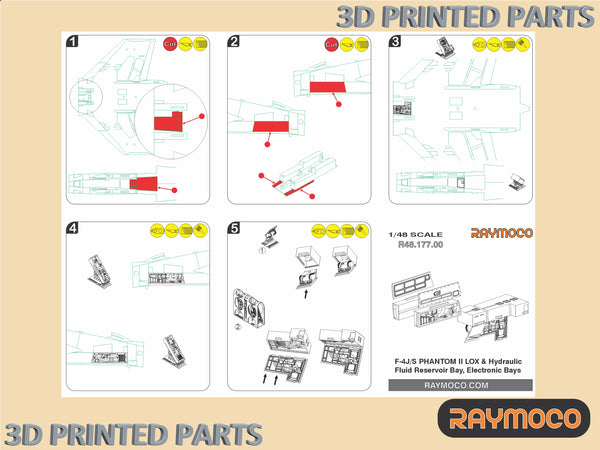 R48.177.00  1/48 F-4J/S Phantom II LOX & Hydraulic Fluid Reservoir Bay, Electronic Bays. Recommended Kit-Hasegawa