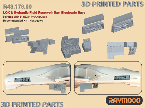 R48.178.00  1/48 F-4EJ/F Phantom II LOX & Hydraulic Fluid Reservoir Bay, Electronic Bays. Recommended Kit-Hasegawa