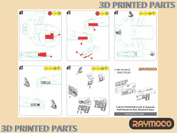 R48.178.00  1/48 F-4EJ/F Phantom II LOX & Hydraulic Fluid Reservoir Bay, Electronic Bays. Recommended Kit-Hasegawa