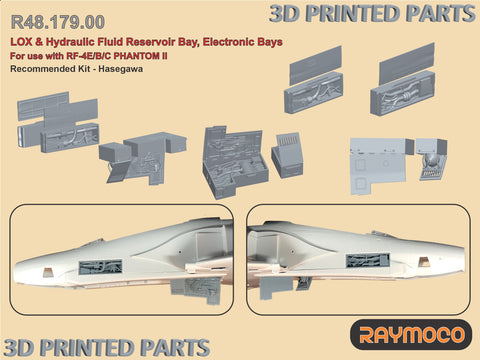 R48.179.00  1/48 RF-4E/B/C Phantom II LOX & Hydraulic Fluid Reservoir Bay, Electronic Bays. Recommended Kit-Hasegawa