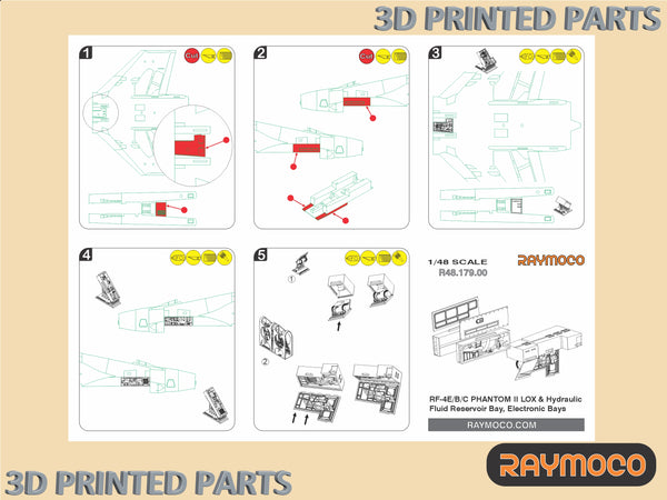 R48.179.00  1/48 RF-4E/B/C Phantom II LOX & Hydraulic Fluid Reservoir Bay, Electronic Bays. Recommended Kit-Hasegawa