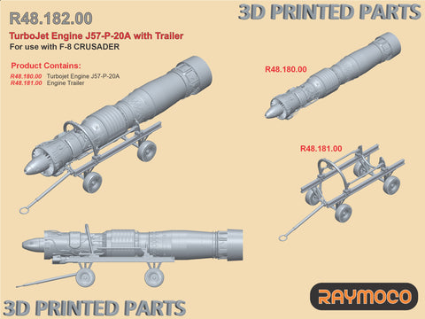 R48.182.00  1/48 F-8 Crusader Turbojet Engine J57-P-20A with Trailer. Recommended Kits - Hasegawa