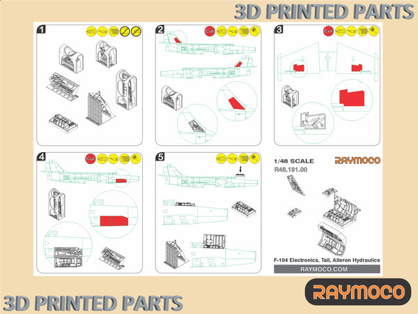 F-104 A/C/D/J/G STARFIGHTER Electronics, Tail, Aileron Hydraulics for Hasegawa Kit - 1/48 | R48.191.00