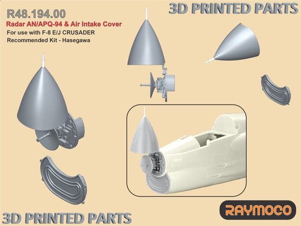 F-8 E/J Crusader Radar AN/APQ-94 & Air Intake Cover for Hasegawa Kit - 1/48 | R48.194.00