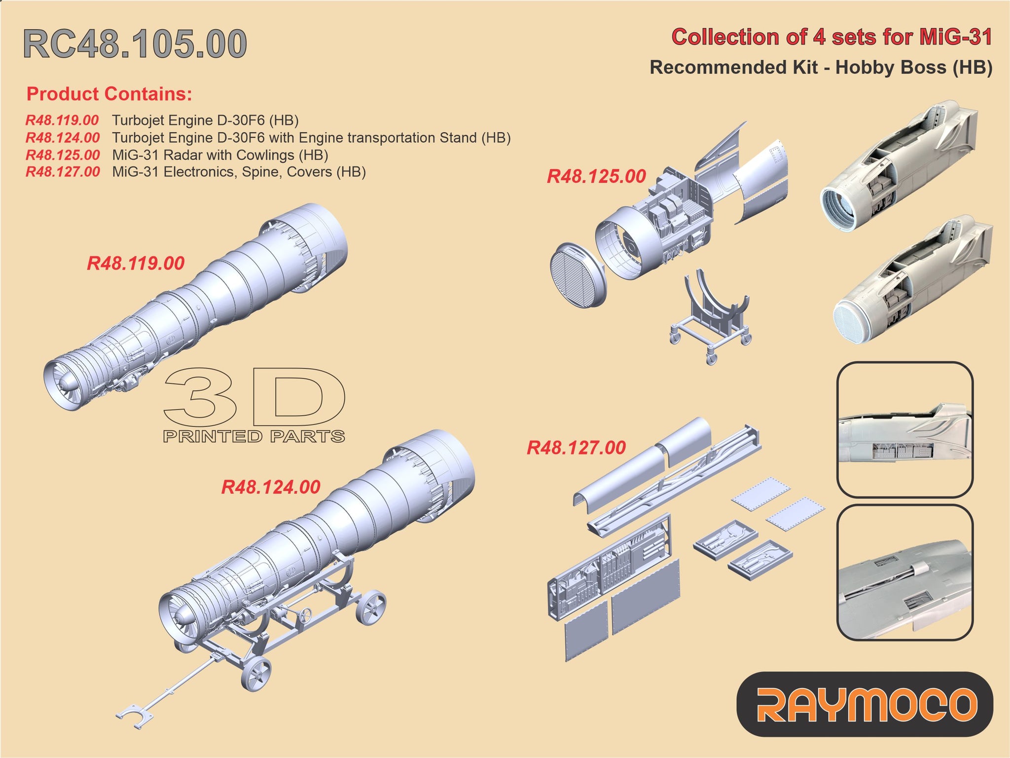 RC45.105.00  1/48 Collection of 4 sets for MiG-31. Recommended Kit - HB